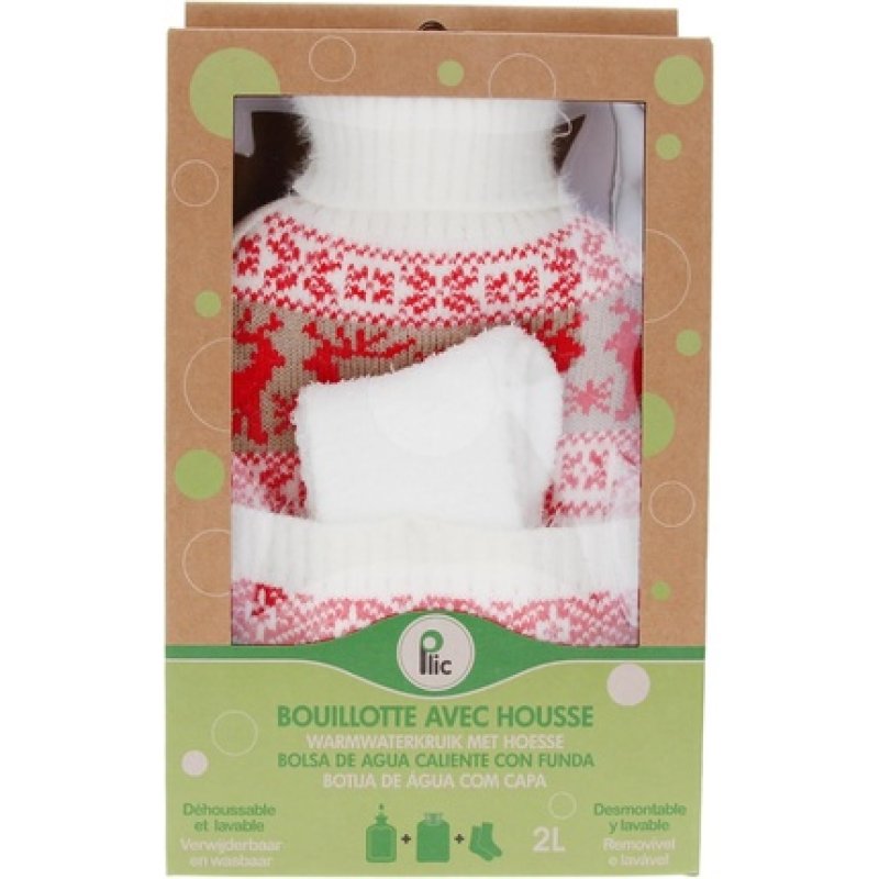 Hot Water Bottle and Socks 2-in-1 2L Natural Rubber Water Bottle