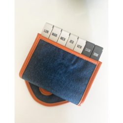 Plic Care Jumbo Weekly Pill Box with Blue Canvas Storage Bag