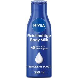 NIVEA Rich Body Milk 48h Moisturiser with 3-in-1 Formula for Dry Skin 250ml