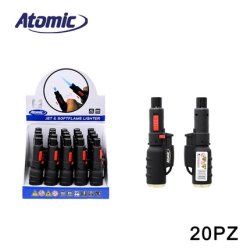 Atomic Turbo Double Flame Lighter Matte Black Pack Of 20