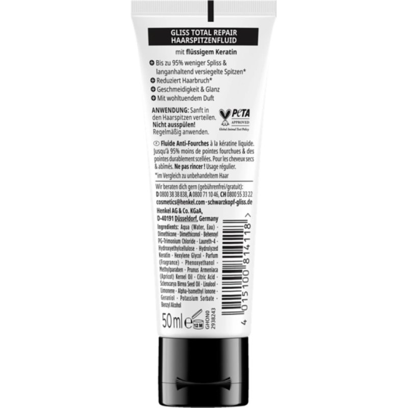 Schwarzkopf Gliss Kur 4015100814118 hair oil & serum Hair serum 50 ml Women