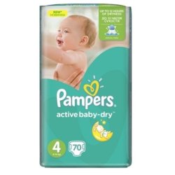 Pampers Active Baby Dry Diapers - Size 4 9-14 Kg, 70 Count - Ultimate Nighttime Protection For A Restful Sleep