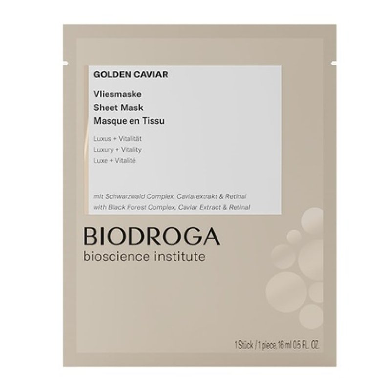 BIODROGA Bioscience Institute Golden Caviar Sheet Mask Vitalizing Face Mask Paraben-Free Silicone-Free Mineral Oil-Free
