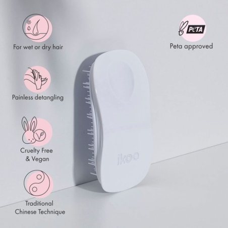 ikoo Brush Home Hairbrush White with White Bristles - Innovative Detangler Brush and Head Massage