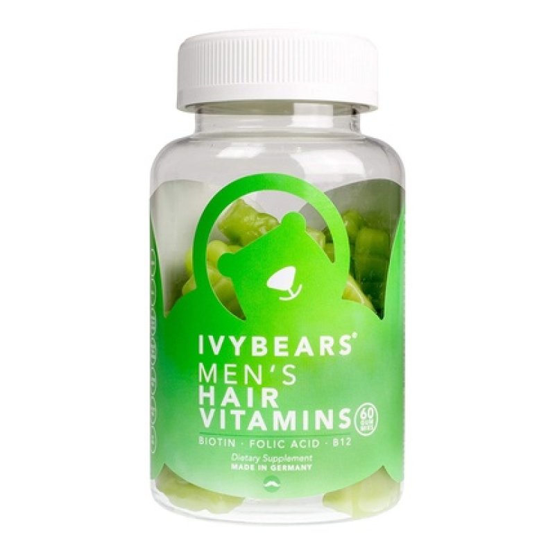 IvyBears Men's Edition Hair Vitamins with Biotin, Folic Acid, and Vitamin C - Vegan Dietary Supplement Made in Germany