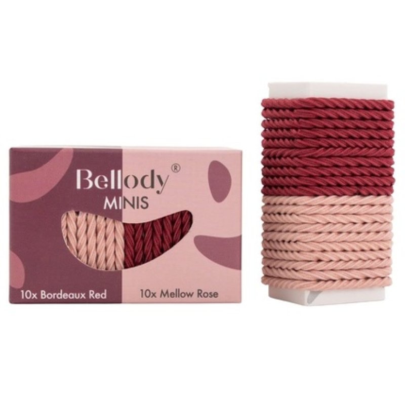 Bellody Minis Small Mini Hair Ties for Stylish Braids and Small Braids 20 Pieces Rose/Red