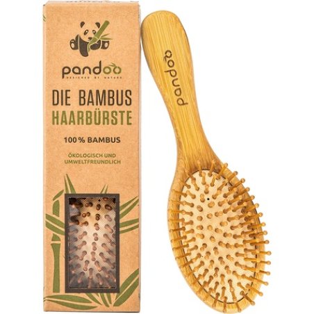Pandoo Bamboo Hair Brush with Natural Bristles Eco-Friendly Detangler for Men Women & Children