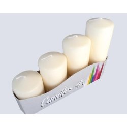 Bispol Pillar Candles Set Of 4 Assorted Sizes Cream For Advent Wreath