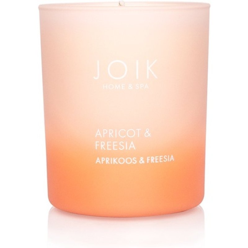 Joik Scented Candle Apricot & Freesia 150 Grams Vegan Glass Orange