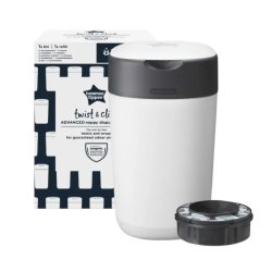 Tommee Tippee Twist and Click Advanced Nappy Bin with Refill Cassette - White