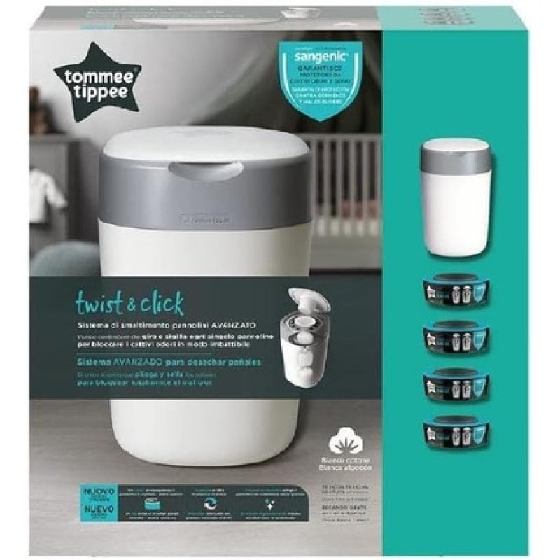 Tommee Tippee Twist & Click Diaper Bin with 4 Refills