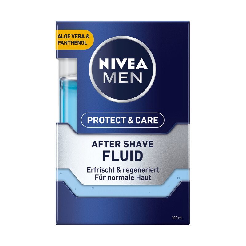 NIVEA MEN Protect & Care After Shave Fluid 100ml Soothing Skin Care with Aloe Vera and Pro Vitamin B5