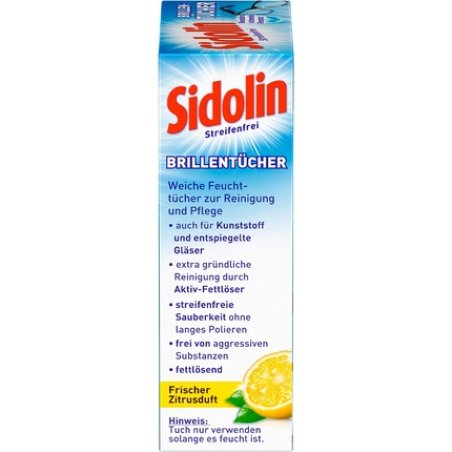 Sidolin Moist Cleaning Wipes for Glasses, Displays, and Screens 20 Pieces