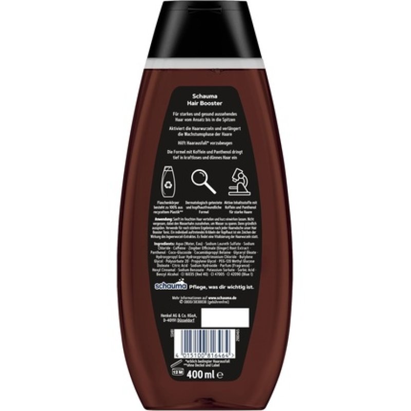 Schauma Caffeine Shampoo Hair Booster 400ml - Helps Reduce Hair Loss