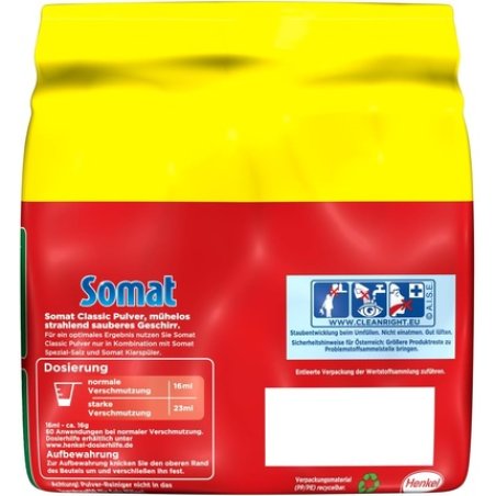 Somat Classic Powder Dishwasher Cleaner for Daily Cleaning 960g