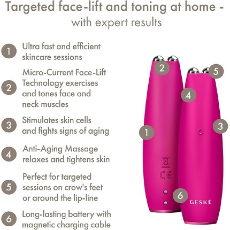 Geske Smartappguided Microcurrent Face Lift Pen 6 in 1 Anti-Aging Device