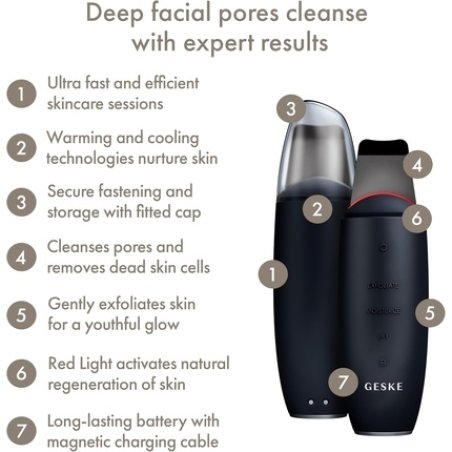 Geske Smartappguidedtm Microcurrent Skin Scrubber and Blackhead Remover 9 in 1