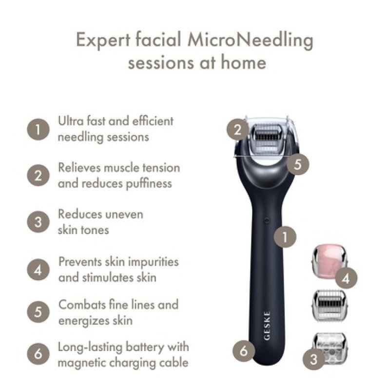 Geske Smartappguidedtm Microneedle Face Roller 9 in 1 with Rose Quartz