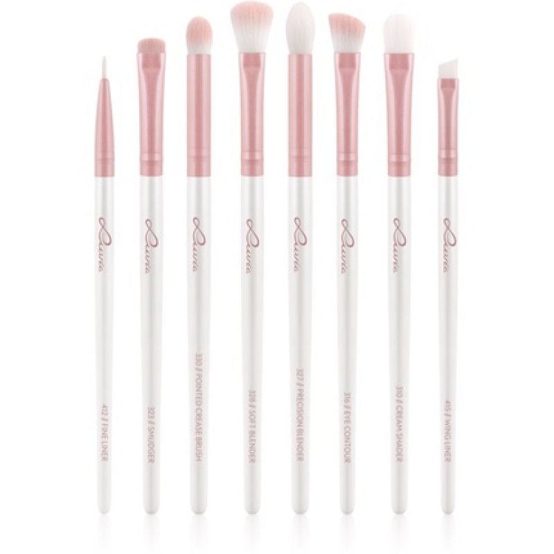 Luvia Cosmetics Prime Vegan All Eye Want set di pennelli per gli occhi Candy (Pearl White / Rose) 8 pz