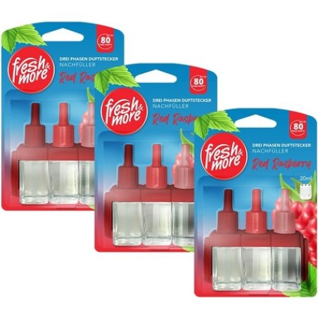 Fresh&More Refill Flasks Compatible with 3Volution Scent Plug Red Raspberry 20ml - Pack of 3