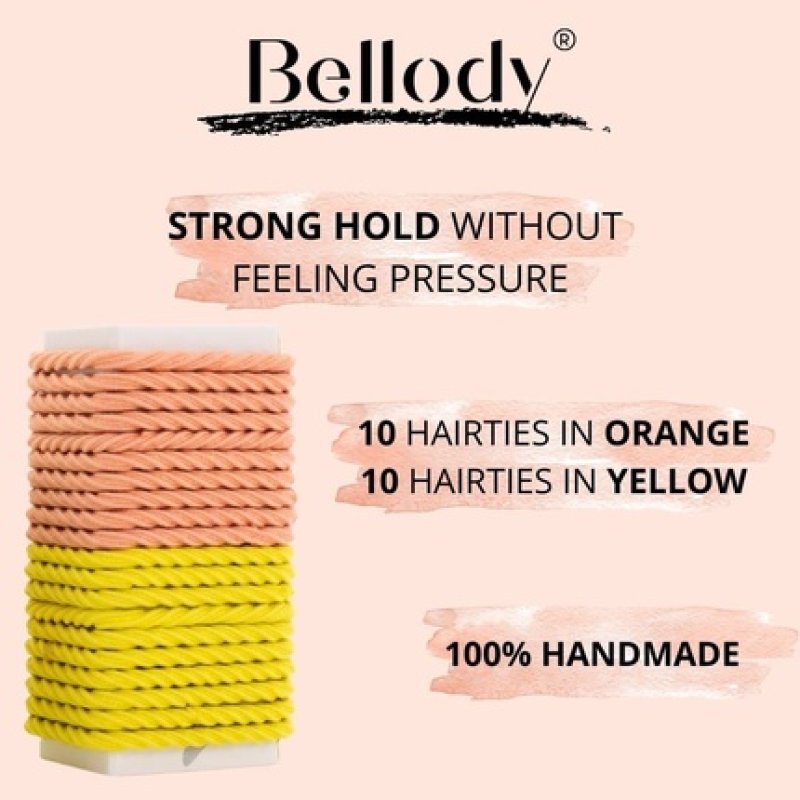Bellody Minis Small Hair Ties for Stylish Braids and Small Braids 20 Pieces Orange/Yellow