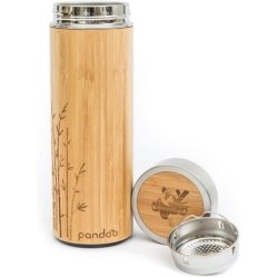 Pandoo Bamboo Thermo Mug Double-Walled Thermo Bottle Travel Mug Tea Maker Tea Bottle Drinking Bottle with Stainless