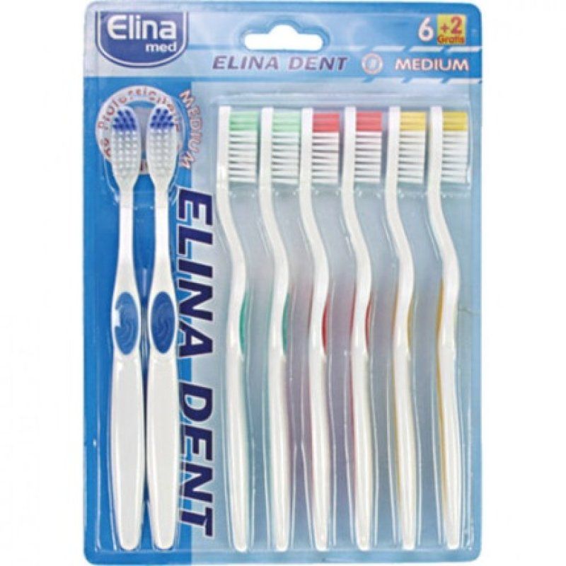 Elina Med Medium Toothbrush Set 8 Pieces - 6 2