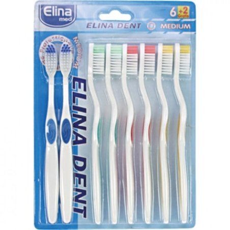 Elina Med Medium Toothbrush Set 8 Pieces - 6 2