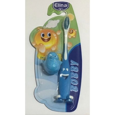 ELINA Kids Bobby Children's Toothbrush Medium with Suction Cups and Protective Cap