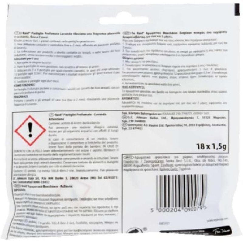 Raid Clothes Anti-Moth Lavender Perfume Repellent Non-Toxic