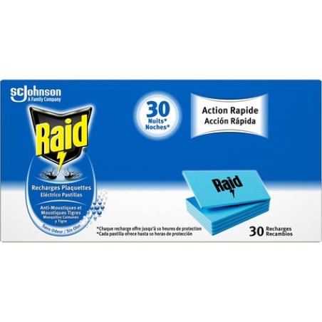 Raid Electric Diffuser Refill Pads for Mosquitoes and Mosquito Tigers Odorless Insecticide - 30 Tablets