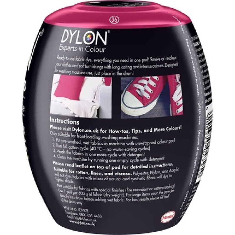 DYLON Washing Machine Fabric Dye Pod for Clothes and Soft Furnishings 350g Tulip Red