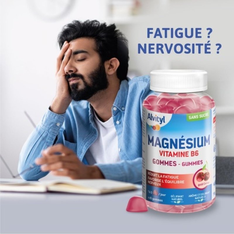 Alvityl Magnesium Gummies Cherry Flavor with Vitamin B6 - Sugar Free