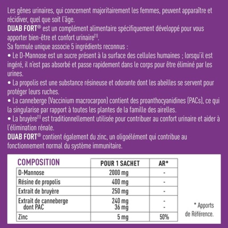 Granions Duab Fort Urinary Comfort with Cranberry, Propolis, and Heather - Pack of 7