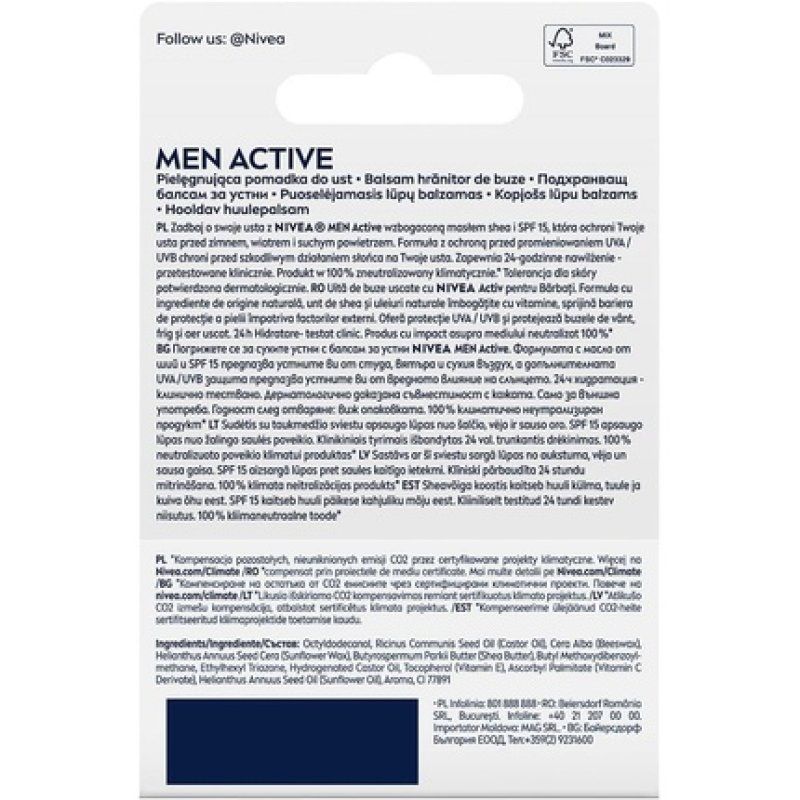 Nivea Men Active Care Lipstick 4.8g