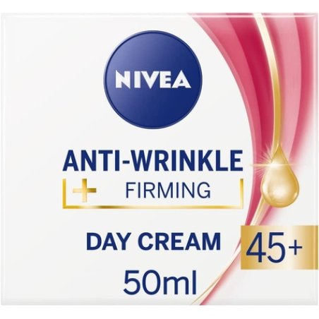 NIVEA Anti-Wrinkle and Firming Day Cream 50ml with Shea Butter and Apricot Kernel Oil and SPF for Enhanced Daily Skin