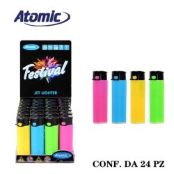 Atomic Turbo Lighter Festival Assorted Colors - Pack Of 24