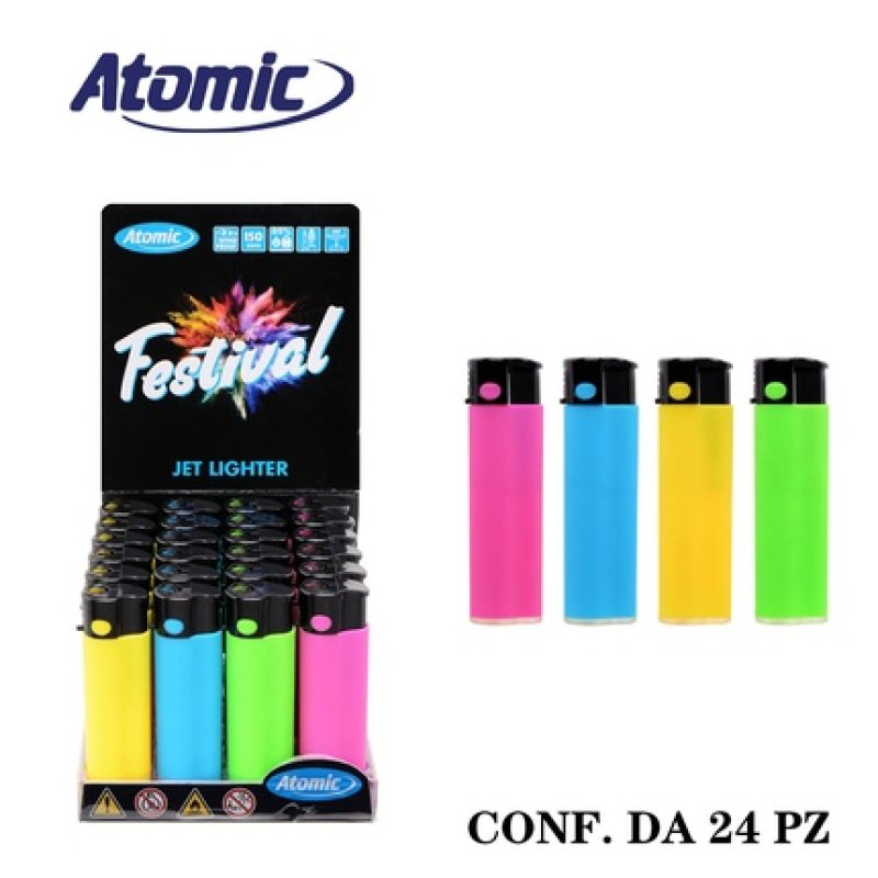 Atomic Turbo Lighter Festival Assorted Colors - Pack Of 24