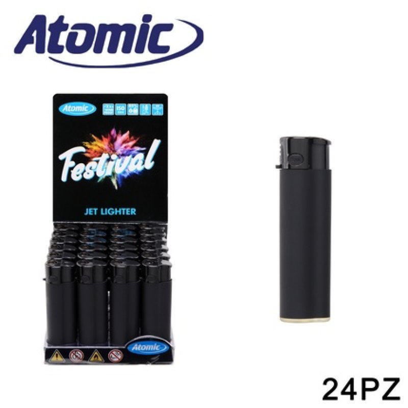 Atomic Turbo Lighter Festival Black Rubberized Pack Of 24