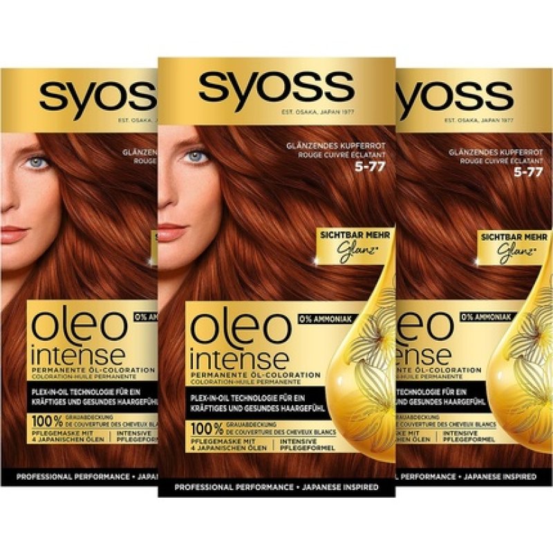 SYOSS Oleo Intense Permanent Oil Colouration Hair Colour 5-77 Shiny Copper Red with Nourishing Oil and Ammonia Free