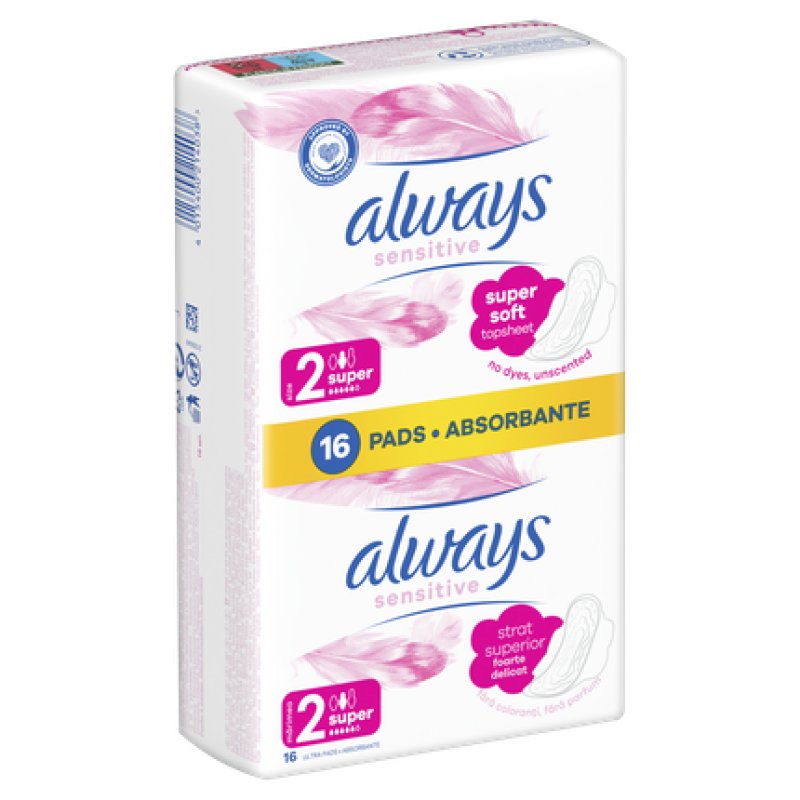 Always Always Ultra Sensitive Super Sanitary Towels With Wings - 16 Pads
