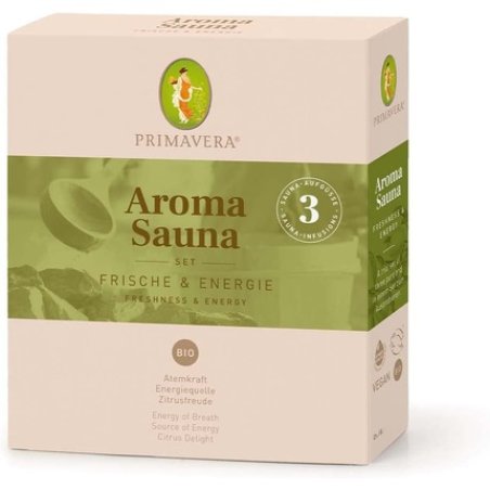 PRIMAVERA Aroma Sauna Set Freshness & Energy Organic 3 x 10ml - Breath Power, Energy Source, Citrus Joy - Sauna Oil,