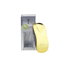 ikoo Brush Home Hairbrush Gold Metallic with Black Bristles - Innovative Detangler Brush and Scalp Massager 03 Soleil
