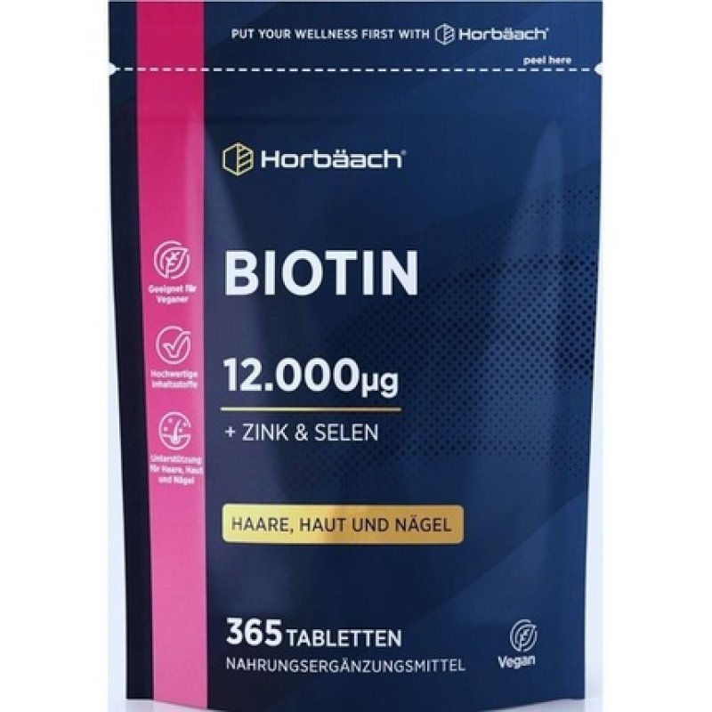 Biotin High Dose 12,000 Mcg Hair Growth Skin Nails 365 Tablets Vegan