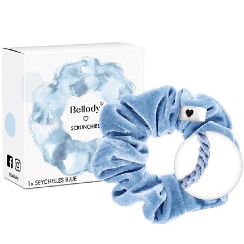 Bellody Scrunchies Velvet Strong Hold Exclusive Colors Seychelles Blue