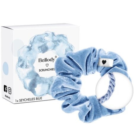 Bellody Scrunchies Velvet Strong Hold Exclusive Colors Seychelles Blue