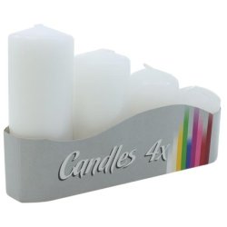 Bispol Pillar Candles Set Of 4 Assorted Sizes - White For Advent Wreath