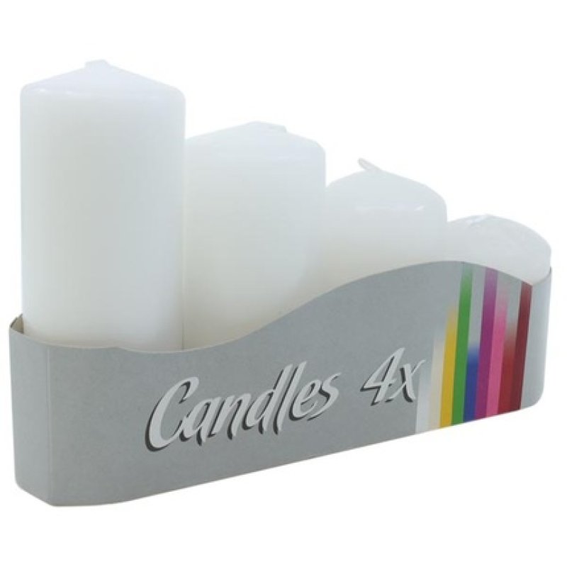 Bispol Pillar Candles Set Of 4 Assorted Sizes - White For Advent Wreath