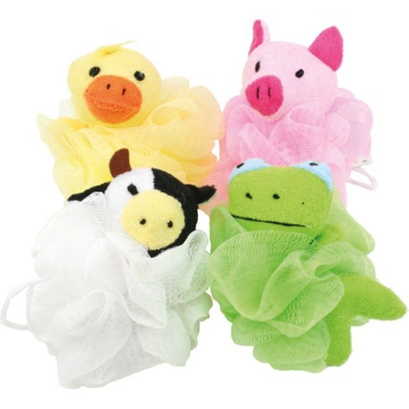 Elina Bath Sponge In Animal Form - 10cm, Assorted Pack Of 4