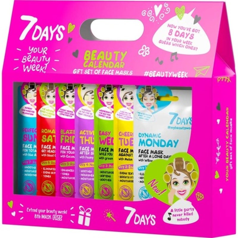 7DAYS Pamper Gift Set for Women Face Masks with Collagen Shea Butter Jojoba Oil and Hyaluronic Acid 8pc x 33g